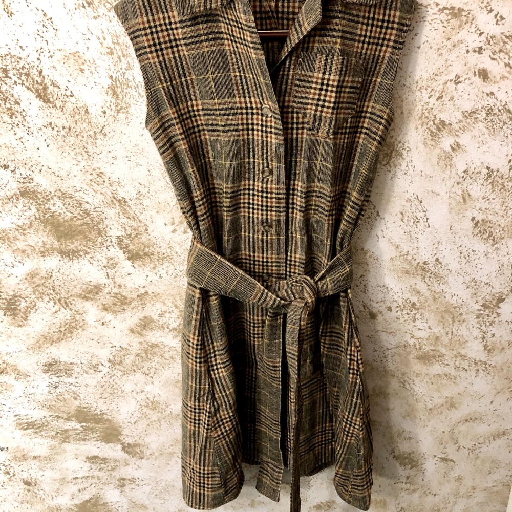70’s Vintage Handmade Plaid Autumn Burlap Dress